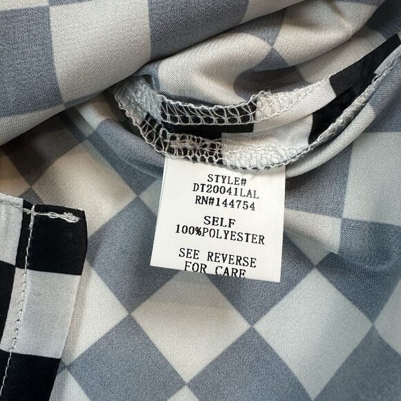 Dressed in LaLa Designer Shirt Black White Checked Button Front Size Small - Picture 6 of 7